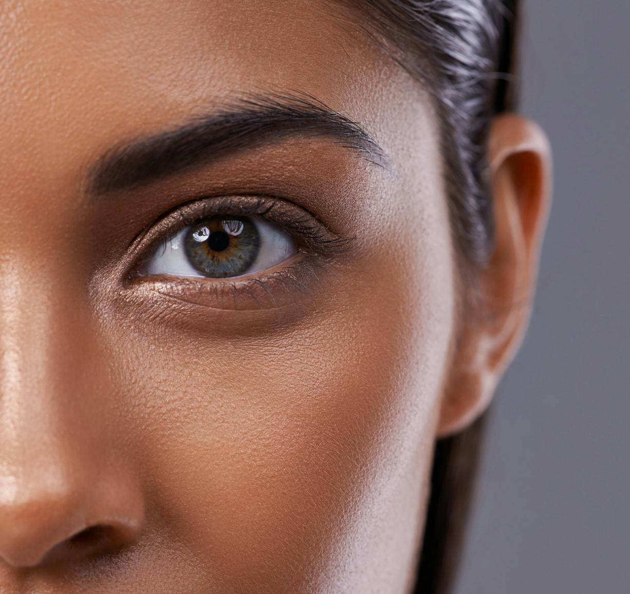 there is a close up of a woman's left eye