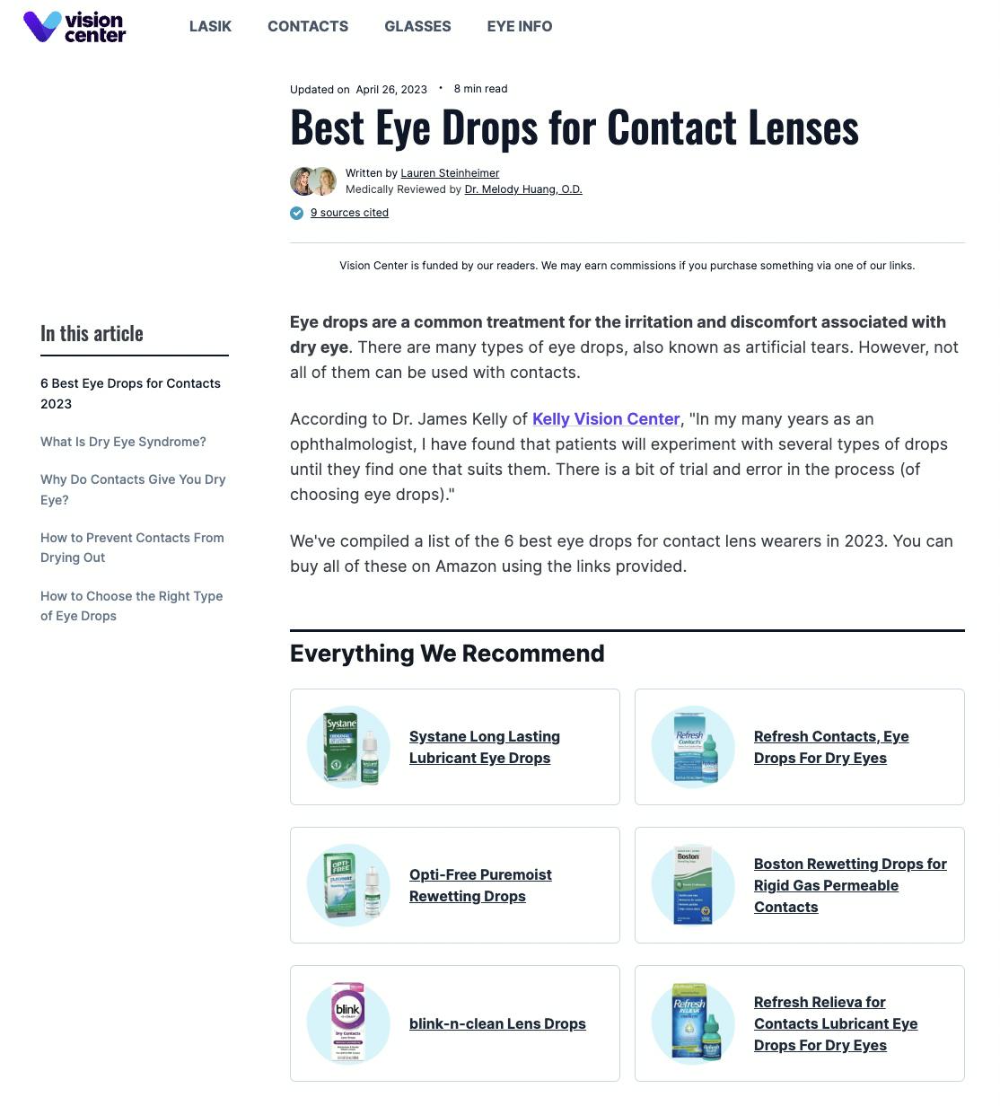 The Best Eyedrops for Contact Lenses