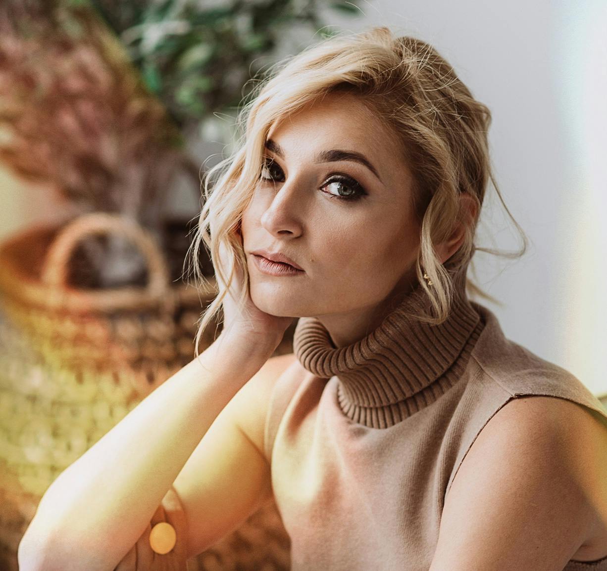 lady looking at camera at a side angle