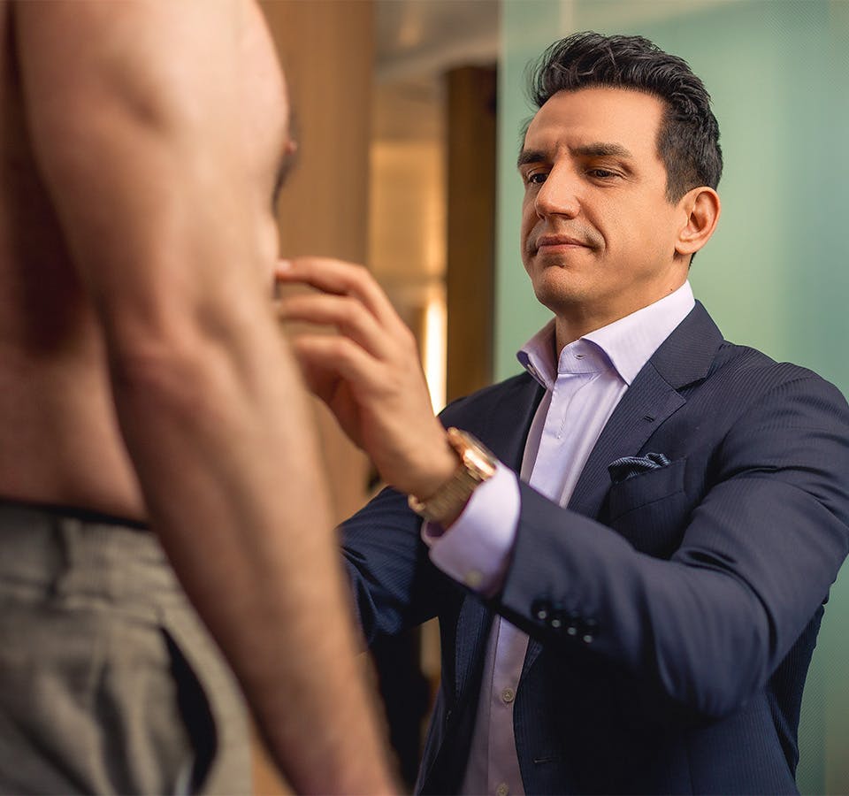 Dr. Galanis with male patient