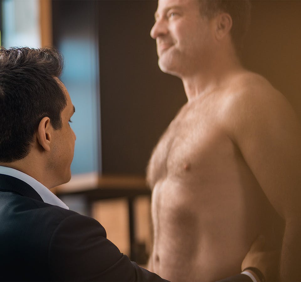 Dr. Galanis with male patient