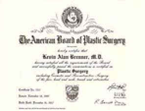 The American Board of Plastic Surgery certificate