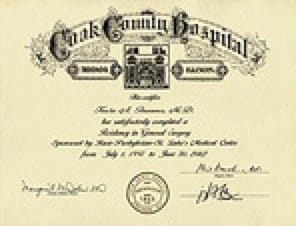 Cook County Hospital -Chicago, IL certificate