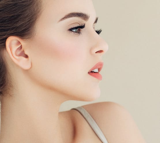 profile of a model with makeup on