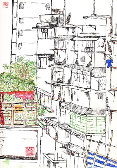 Third St (colour) sketch by Vickie Chan