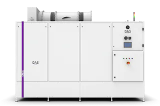 SALIX An industrial machine with the words ‘SALIX’ and ‘DAS’ on the front can be seen, equipped with a digital display, various controls and a small coloured signal system on the top.