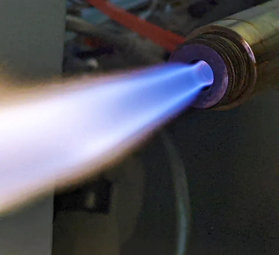 Flame of an H₂ gas burner.
