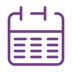 Calendar icon icon of a calendar purple lines on white background