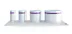 SALVINIA MBBR reactors at a glance Four white bioreactors in various standard sizes with purple stripes are lined up on a platform, shown as part of the DAS product for biological wastewater treatment. The “DAS” logo is also visible on each reactor.