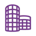 Icon BUW Wastewater Treatment Plants Purple outlined illustration of two high-rise wastewater treatment tanks