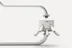 Jet aerator A modern, white industrial piping system with a central, cylindrical valve featuring multiple outlets, set against a plain white background.
