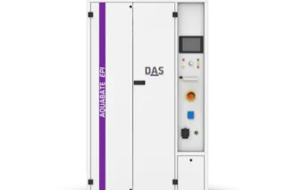 AUQABATE closed The image shows an industrial machine labelled ‘AQUABATE EPI’, which is a modern exhaust gas scrubber for air purification, complete with several control buttons and a clear control panel.