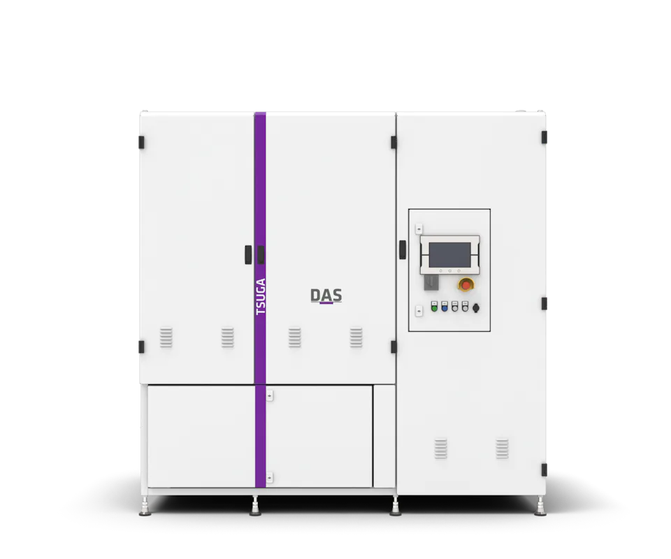 A modern white tool named TSUGA with a digital display and several buttons, labeled as a DAS product, for the secondary waste gas treatment of NOx.