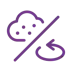 Icon Rotary Fine Dust Collector Graphic representation (purple icon) showing a cloud with dust particles on the upper left side and a rotating arrow on the lower right side, separated by a diagonal line.