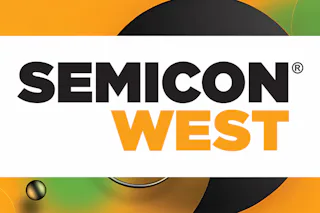 Logo SEMICON West The image features the "SEMICON WEST" logo in bold, black and orange text on a white background with a vibrant, abstract design in shades of orange, green, and black, symbolizing a technology-focused theme.