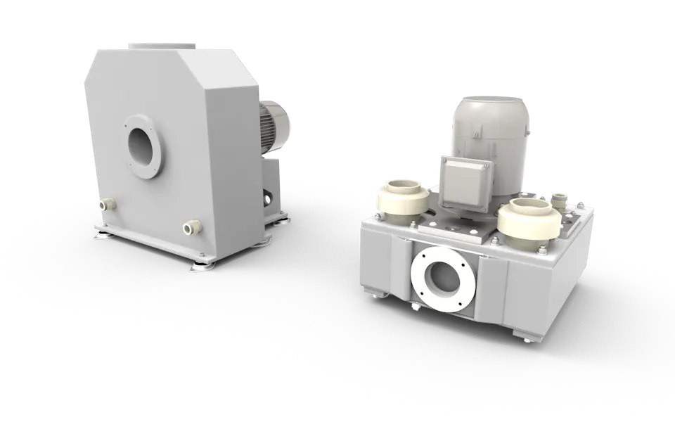 RDS Series Two small industrial units on a transparent background. The unit on the left has a larger, grey casing, while the unit on the right has a more complex structure and more details.