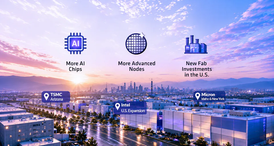 Rising demand for AI chips and advanced semiconductor technologies is driving new fab investments by TSMC, Intel and Micron in the U.S.