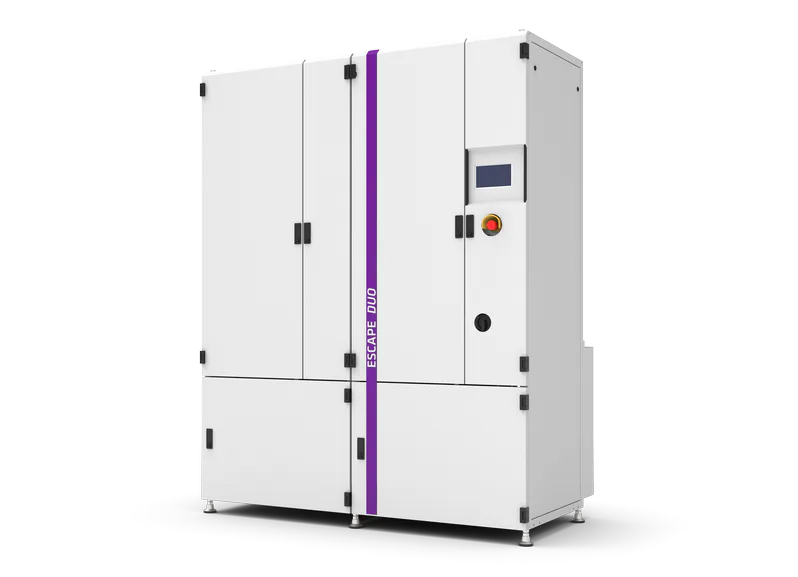 ESCAPE DUO - Size M Modern industrial machine with a white exterior, purple stripe and digital control panel.