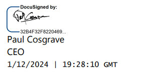The signature of CEO Paul Cosgrave