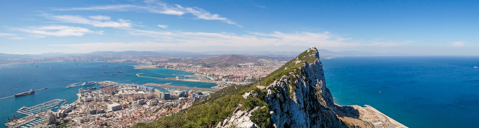 Jabal Tariq, the Rock of Gibraltar across the Strait of Gibraltar from Tangier