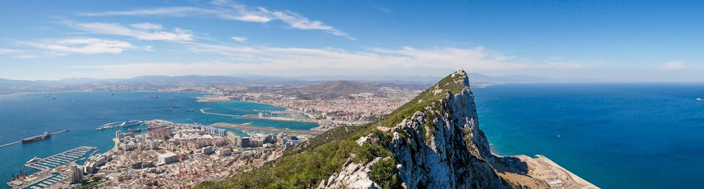 Jabal Tariq, the Rock of Gibraltar across the Strait of Gibraltar from Tangier