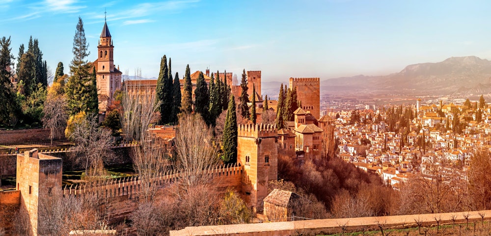 Panoramic view of Granada city from the Alhambra