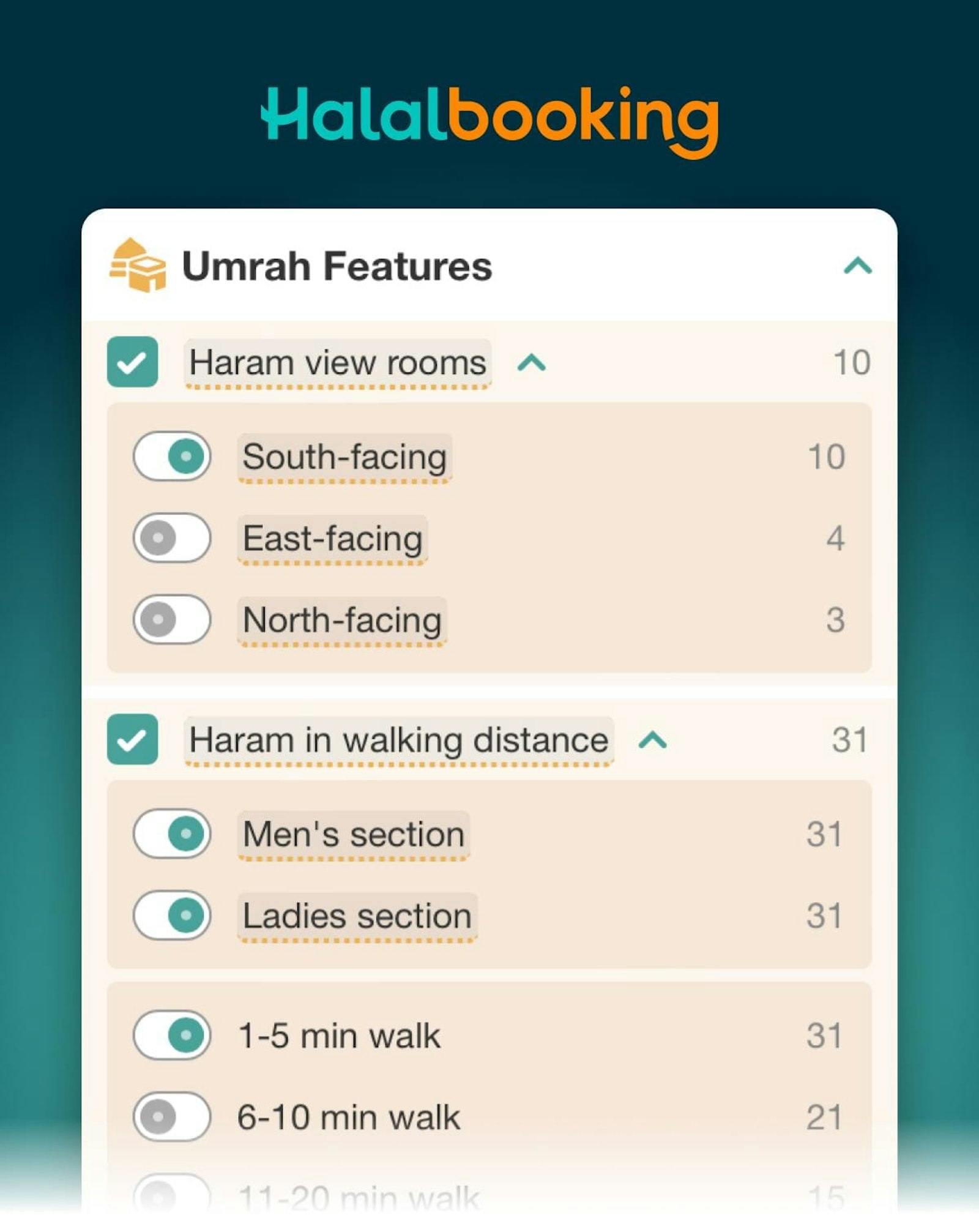 Umrah Features on halalbooking.com
