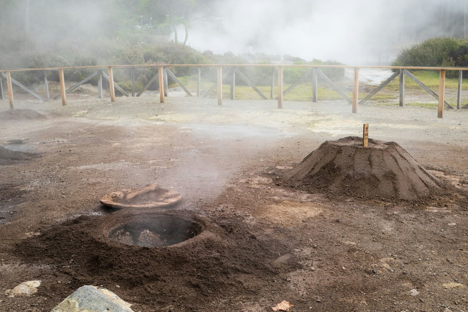 A traditional meal is cooked slowly in a hot spring by volcanic steam in Furnas on Sao Miguel