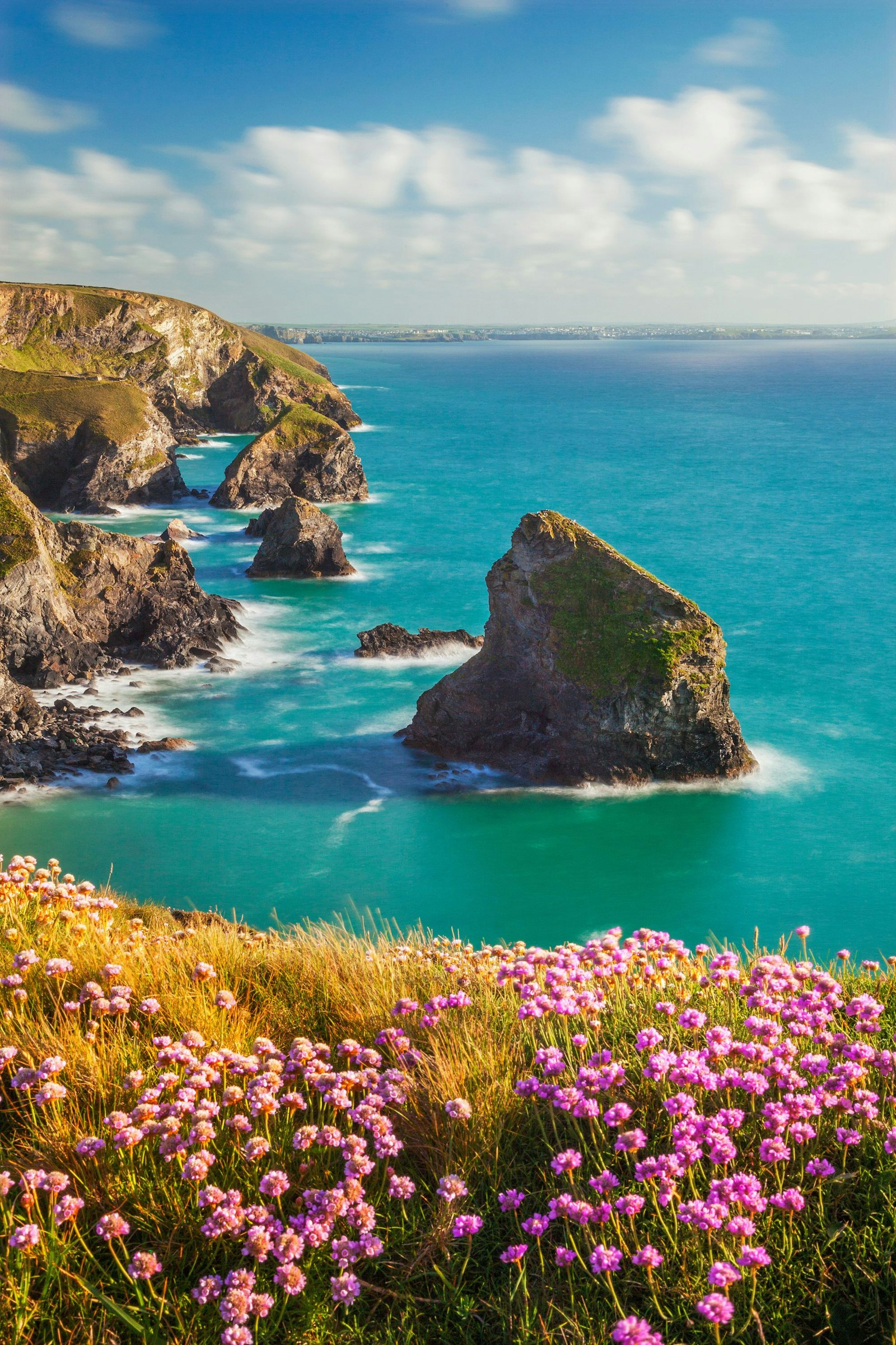 Bedruthan Steps in North Cornwall