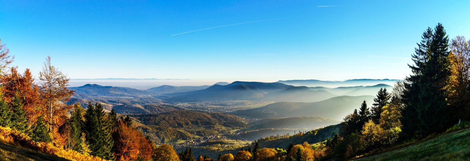 Panoramic view of the Vosges mountains in Alsace