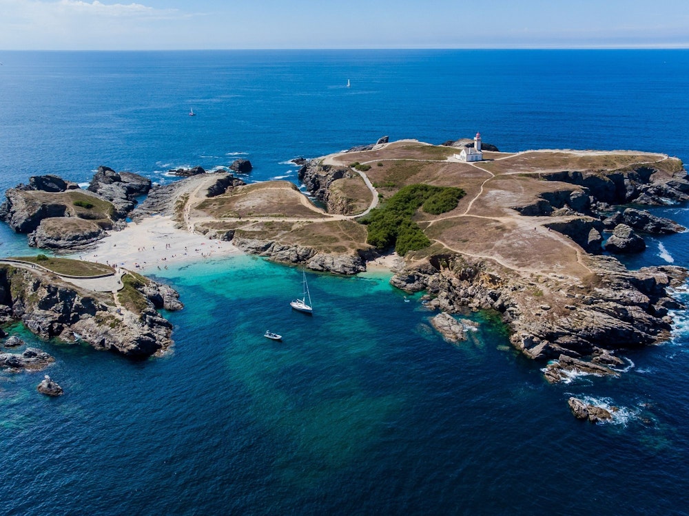 Pointe des Poulains, wild rocky coast with beautiful sandy beaches and translucent waters