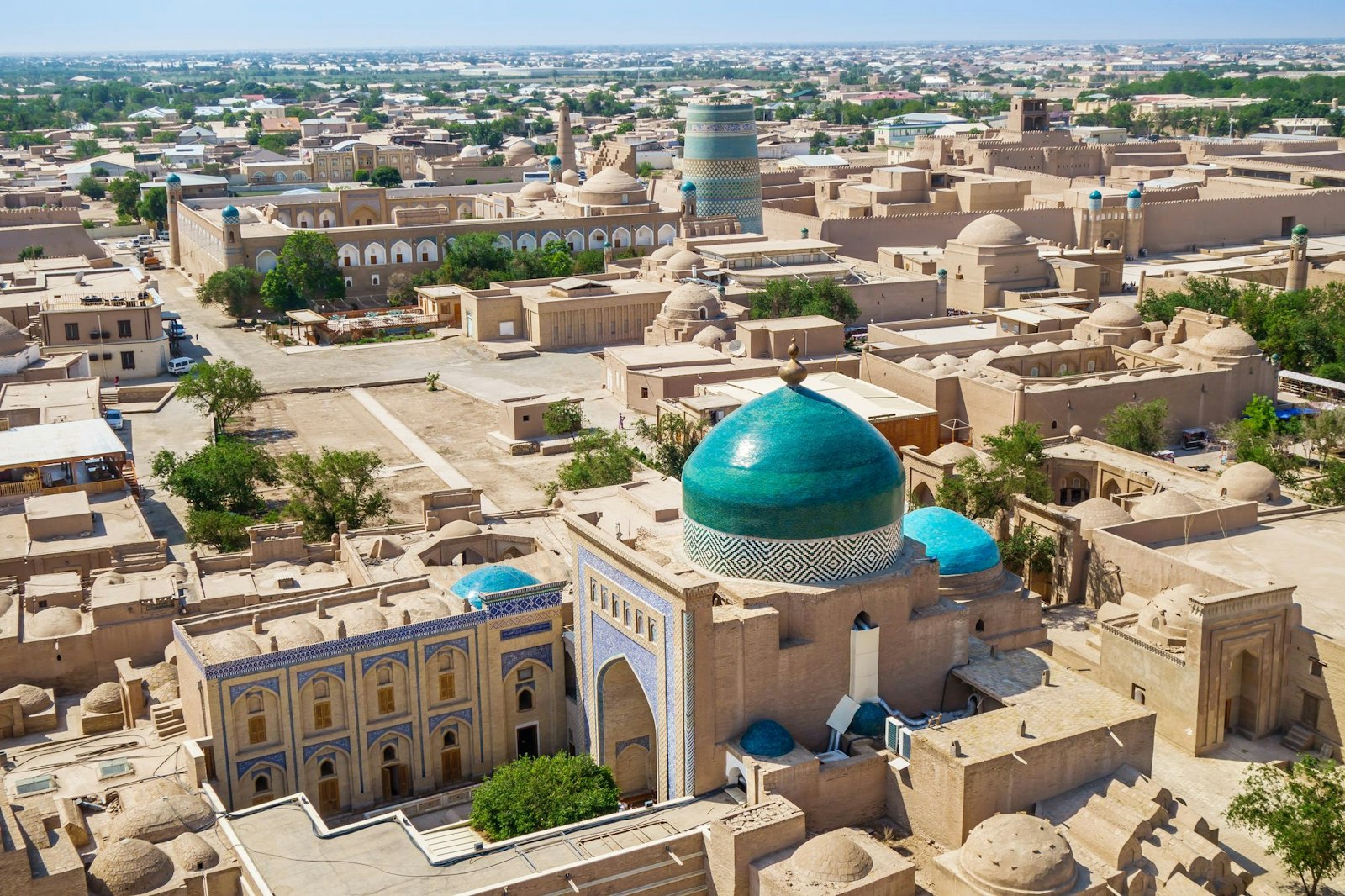 Panorama of historical centre of Khiva - Itchan-Kala (inner town)