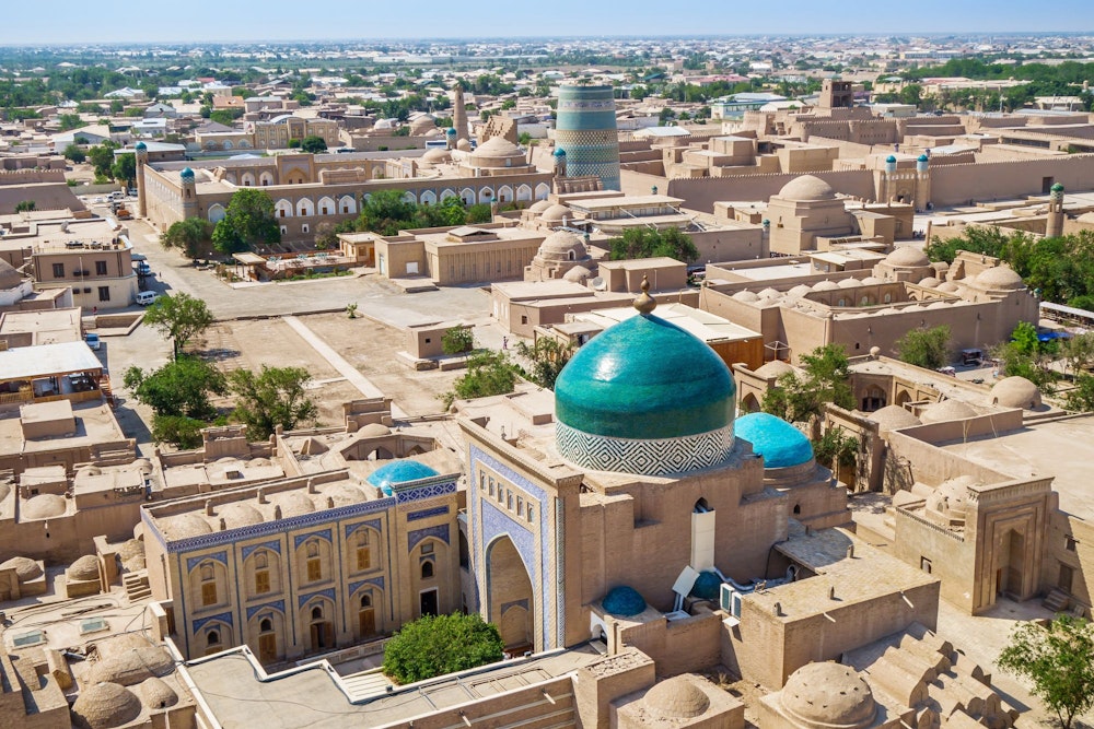 Panorama of historical centre of Khiva - Itchan-Kala (inner town)