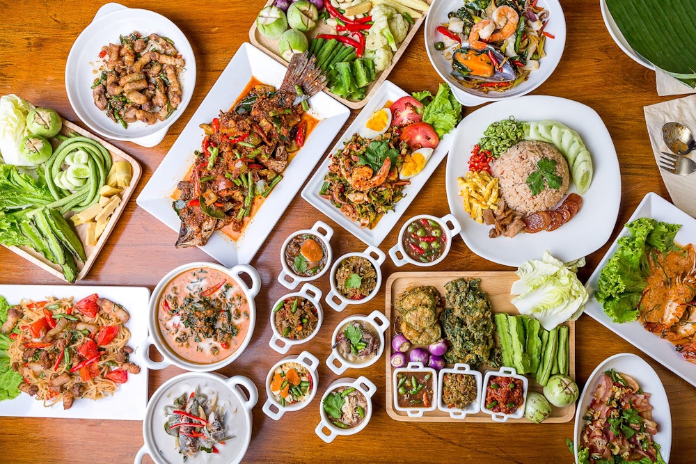 Various local traditional Thai dishes