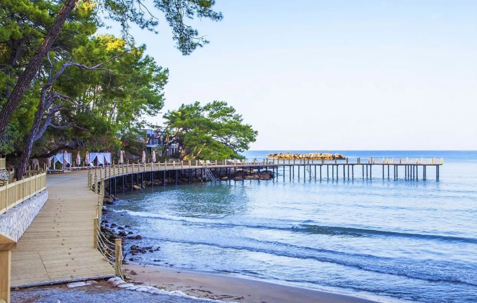 Pontoon on the men-only beach area at the Wome Deluxe