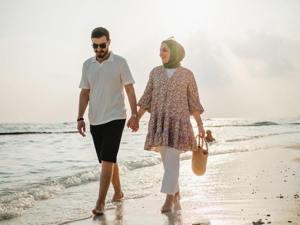 Beach walk in the Maldives