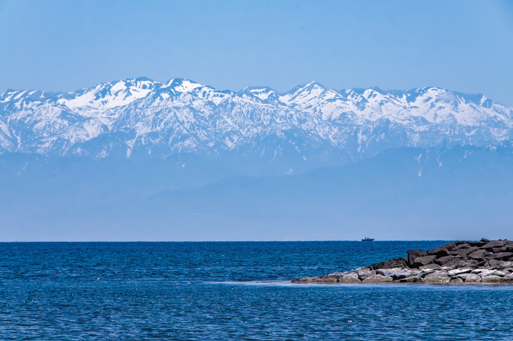 Tateyama mountain range over Toyama Bay, north of the Japanese Alps