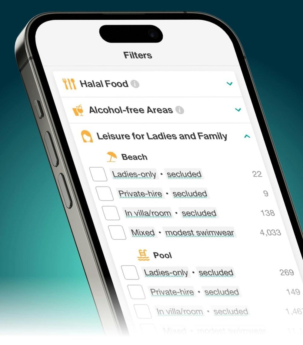 Unique halal filters at Halalbooking