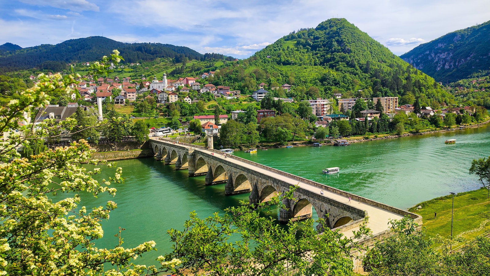 Ancient stone bridge on the Drina River, Visegrad