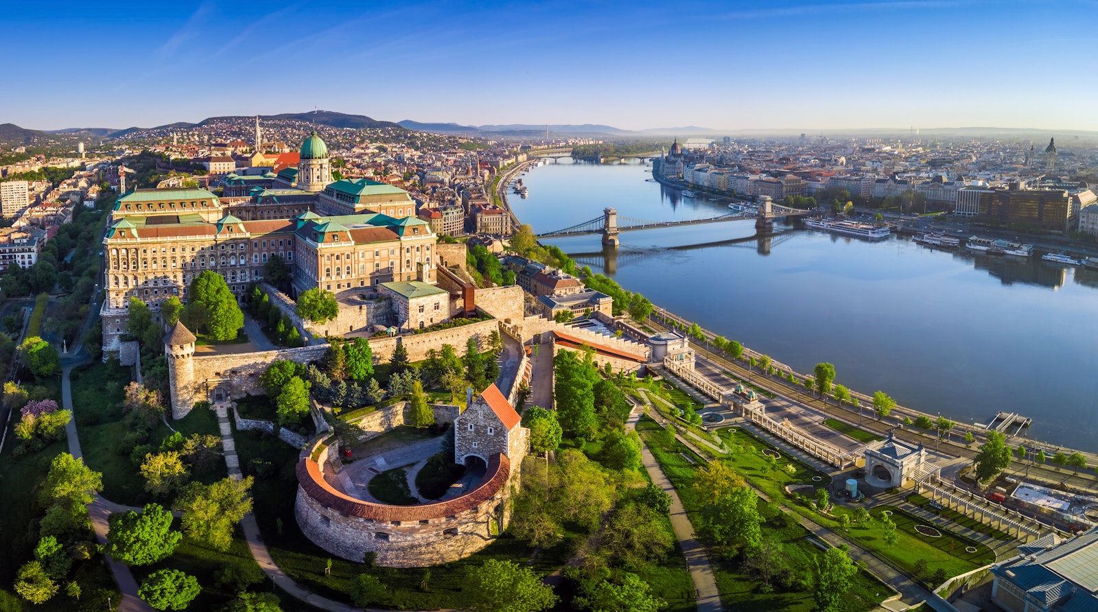 Skyline view of Buda Castle and other landmarks of Budapest