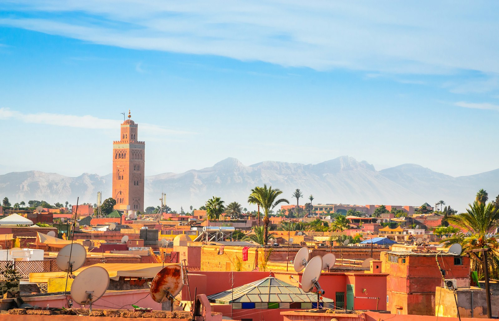 View of Marrakech with the High Atlas Mountains in the background