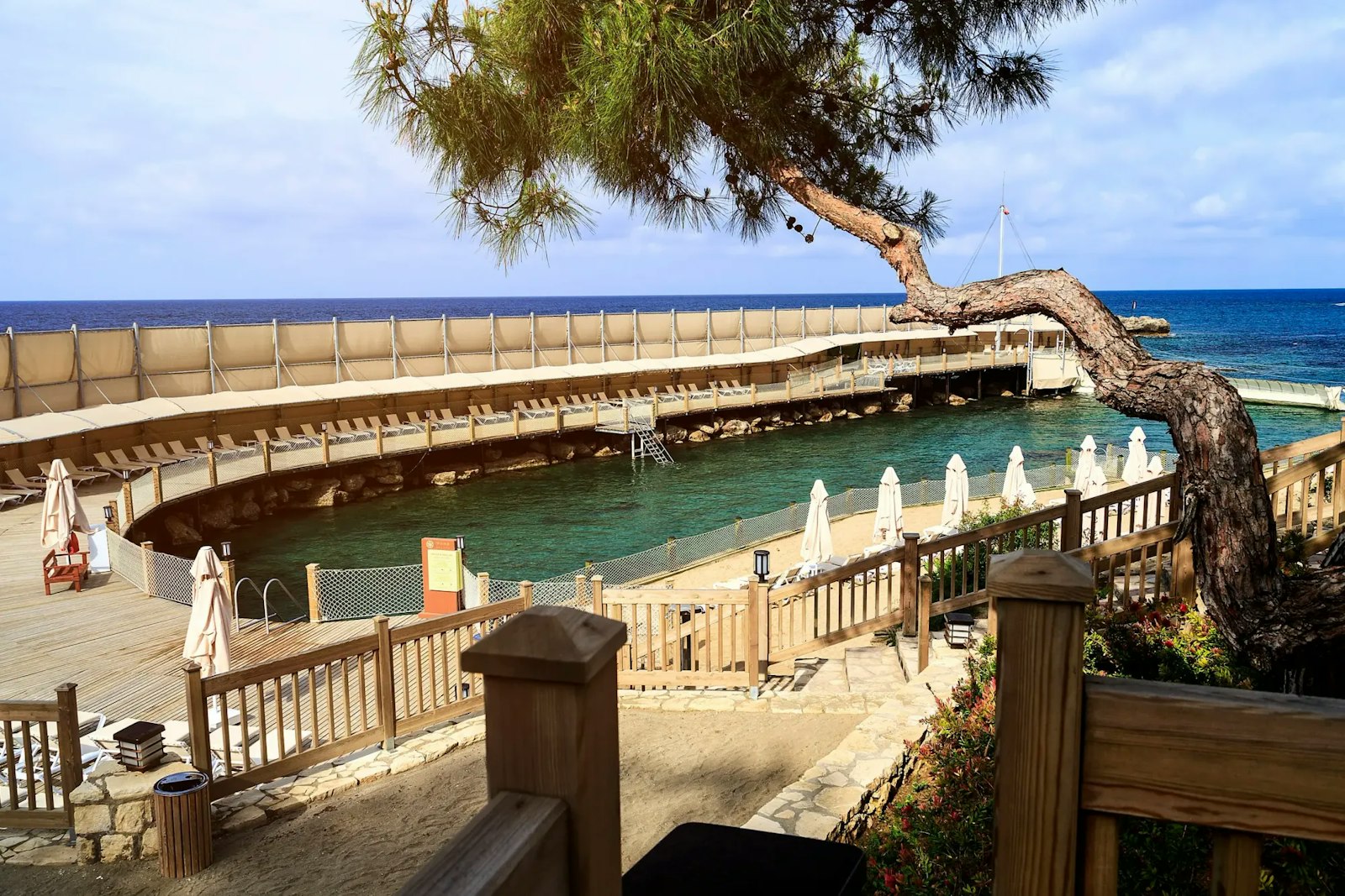The ladies-only beach is fully screened from outside view, so guests can swim and relax in complete privacy.