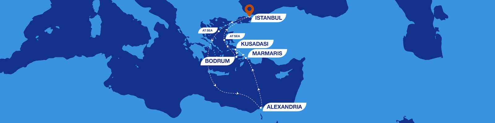 8 Nights to Alexandria & the Turkish Riviera route map