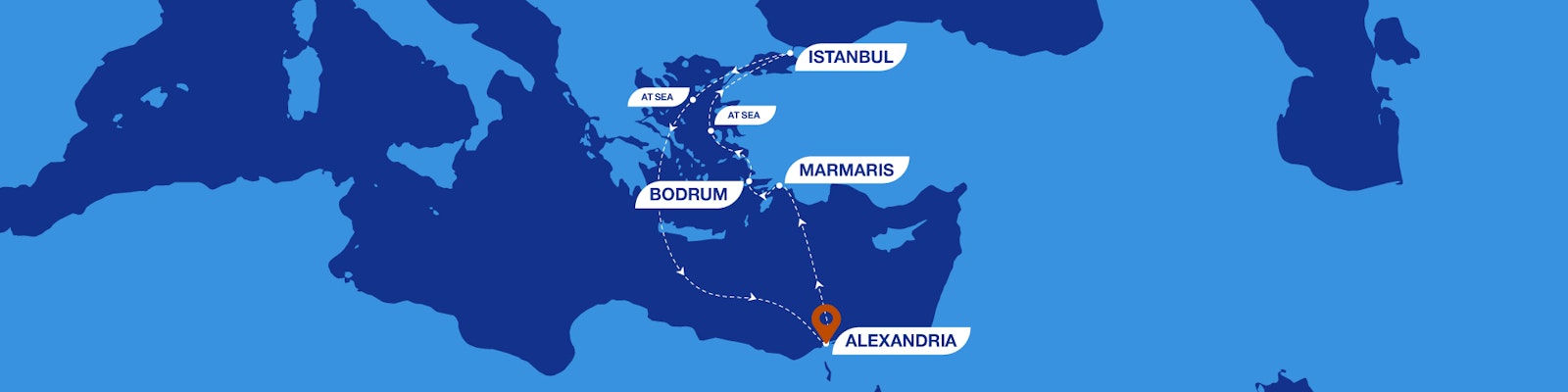 7 Nights of Vibrant Mediterranean Cities route map
