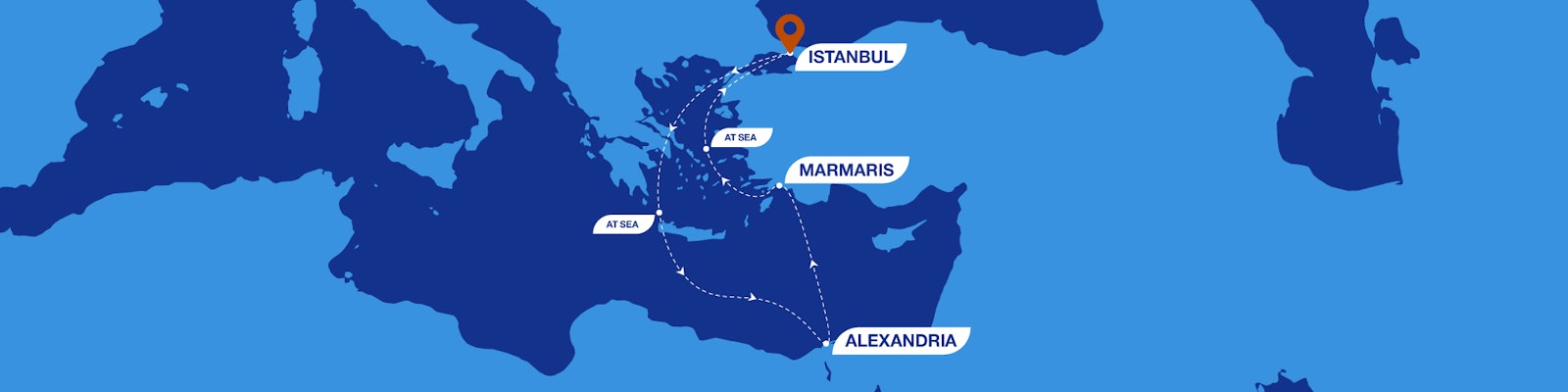 6 Nights to Alexandria & Marmaris route map