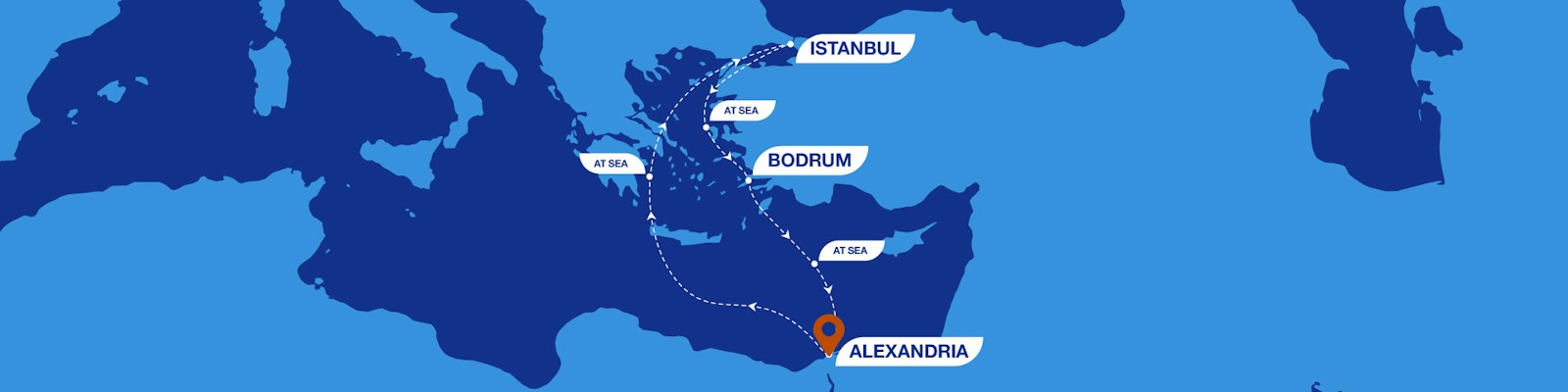 6 Nights from Alexandria to Istanbul and Bodrum route map