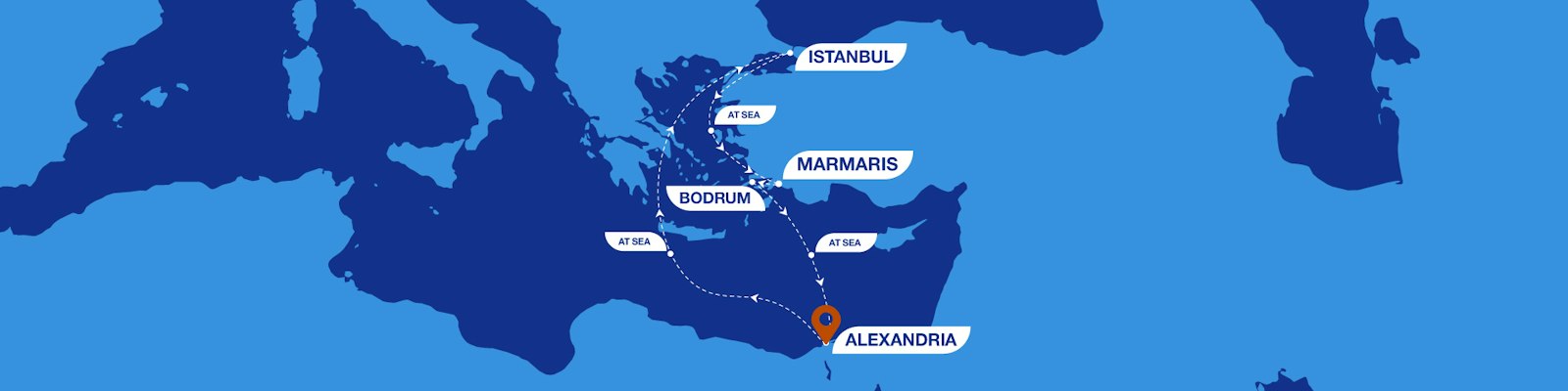 7 Nights from Alexandria to Istanbul, Marmaris and Bodrum route map