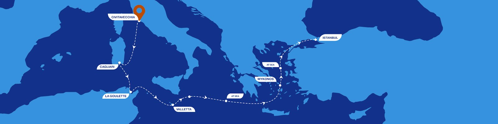 7 Nights across Four Mediterranean Countries from Italy to Istanbul route map