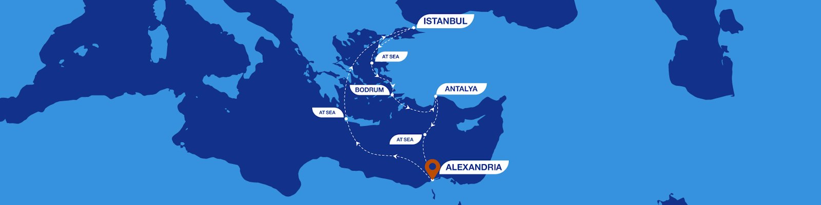 7 Nights from Alexandria to Istanbul, Bodrum and Antalya route map