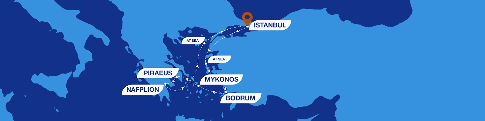 7 Nights from Istanbul to Bodrum, Iconic Greece and Charming Nafplio route map